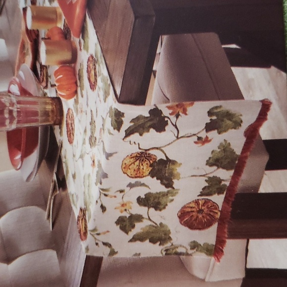 Nicole Miller Home NWT 72 x 16 Small Beaded Pumpkins with Fringe Table Runner - Picture 2 of 8